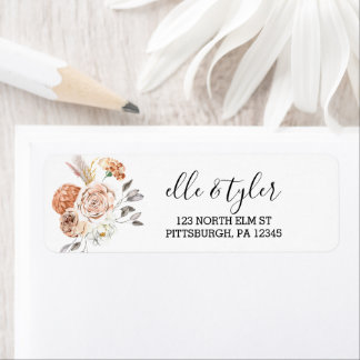 Étiquette Mariage Rose de Bohême blanc Adresse de retour