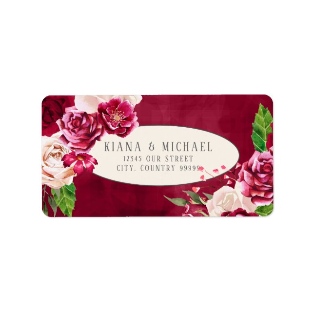 Étiquette Mariage rose de Bourgogne/Crème ID584 (Devant)
