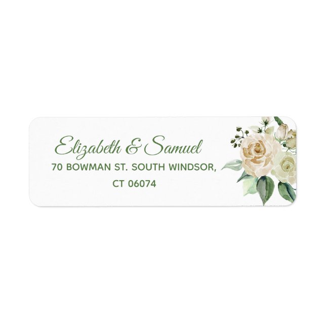 Étiquette Mariage Rose de la crème Noms de la mariée Modèle (Devant)