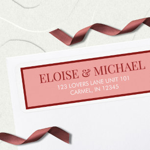 Étiquette Mariage Rose et Rouge Contemporain et Élégant
