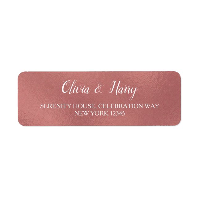 Étiquette Mariage rose Gold Faux Foil Retourner l'adresse Ét (Devant)