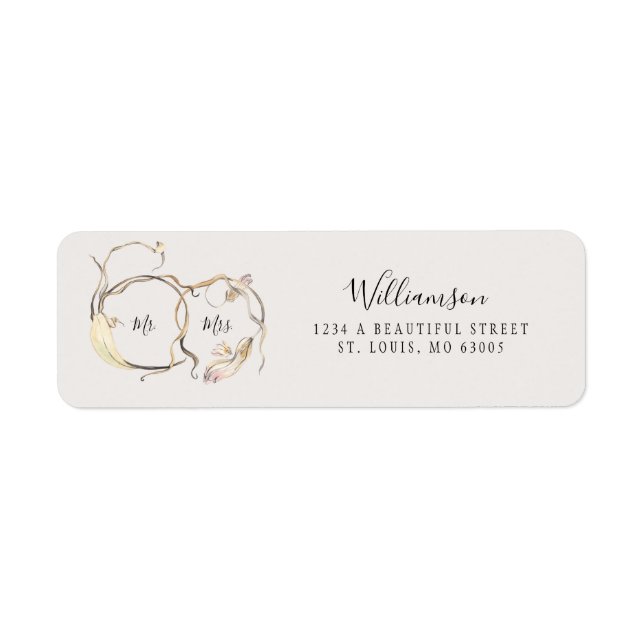 Étiquette Mariage rustique M. et Mme. (Devant)