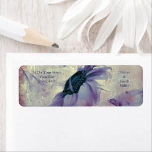 Étiquette Mariage rustique violet floral tournesol vintage