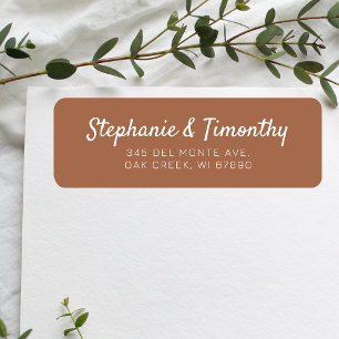 Étiquette Mariage simple Burnt-Orange Adresse de retour