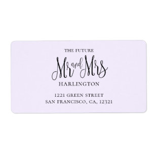 Étiquette Mariage simple violet. M. et mme discours moderne