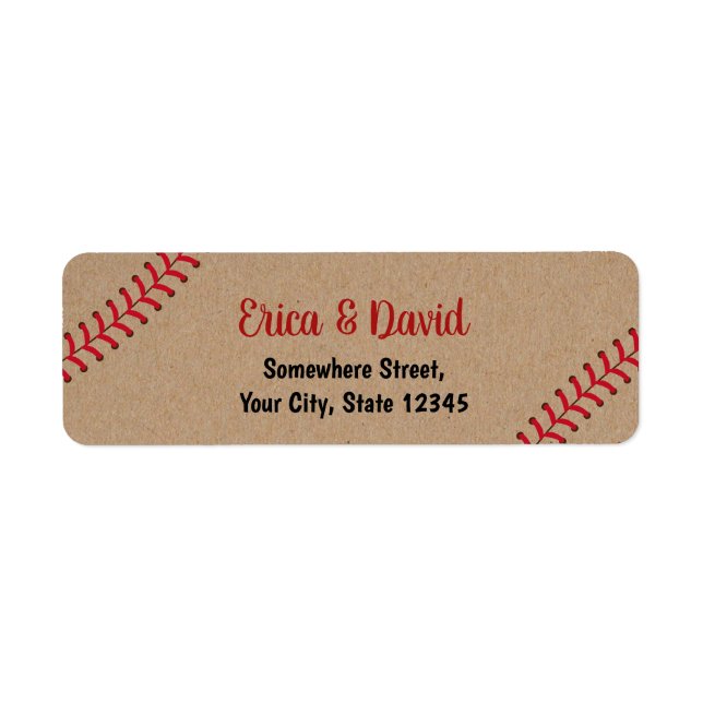Étiquette Mariage sportif de baseball Rustic Kraft (Devant)