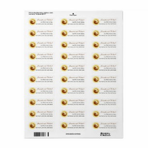 Étiquette MARIAGE STICKERS-LABELS. Colombes de YinYang d'or