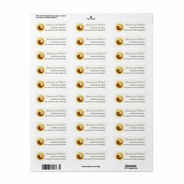 Étiquette MARIAGE STICKERS-LABELS. Colombes de YinYang d'or (Feuille entière)