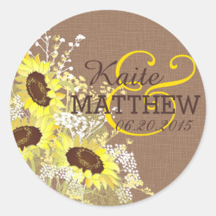 Étiquette Mariage Sunflower et Burlap