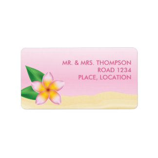 Étiquette Mariage Tropical de Fleur de Frangipani Rose sur l