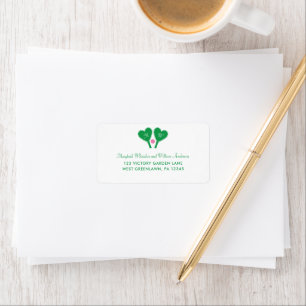 Étiquette Mariage Vert et Rose Prépa Pickleball