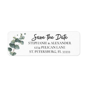 Étiquette Mariage vert Eucalyptus Enregistrer la date