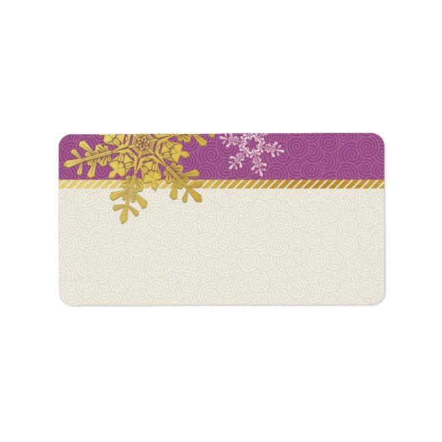 Étiquette Mariage vierge de Flèche de neige violet or Étique (Devant)