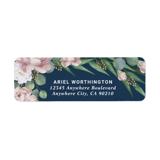 Étiquette Marine bleu et rose pâle rose Dusty Rose Mariage d (Devant)