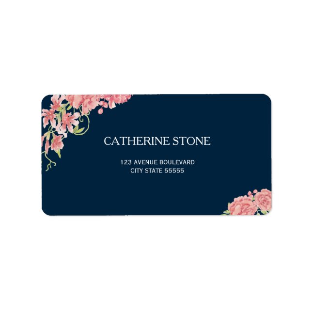 Étiquette Marine bleu rose peintres élégance mariage (Devant)