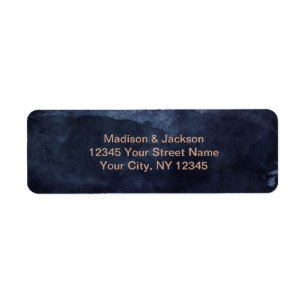 Étiquette Marine Blue & Rose Gold Mariage Adresse de retour