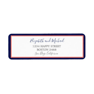 Étiquette Marine Coral bleu Elégant Moderne Chic Mariage