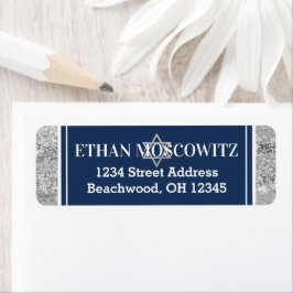 Étiquette Marine, Grey, Étoile blanche de David Bar Mitzvah