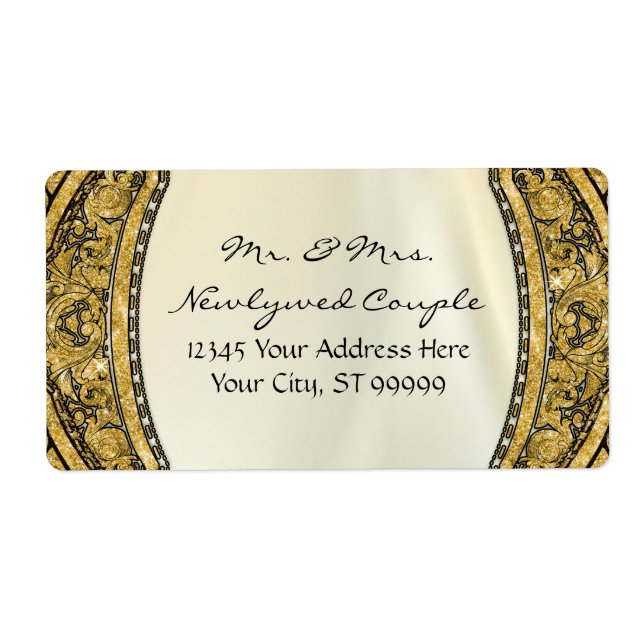 Étiquette Marocaine Scroll Gold Parties scintillant Élégant  (Devant)