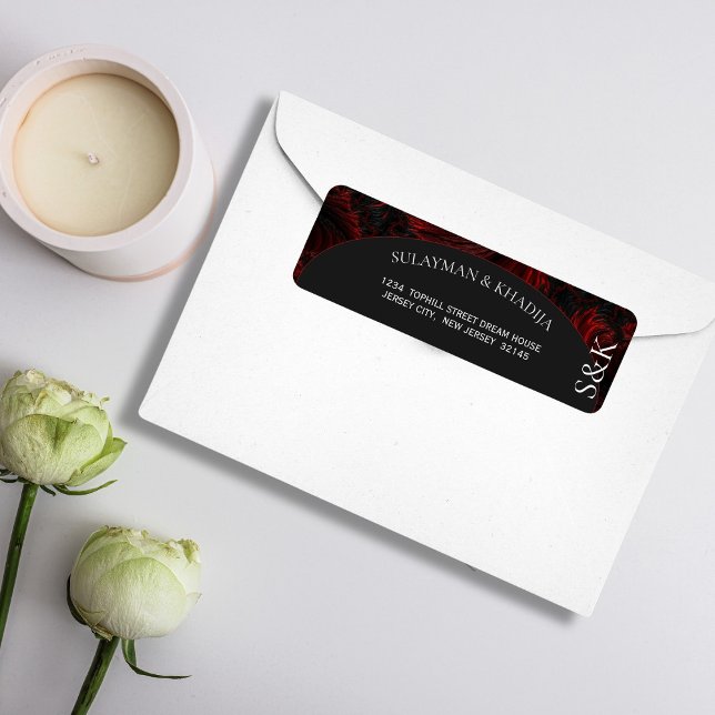 Étiquette Maroon Elegant Mariage Islamique Adresse de retour (Créateur téléchargé)