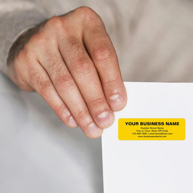 Étiquette Marque en texte clair sur l'adresse de retour Jaun (Yellow return address label with your business brand in plain text)