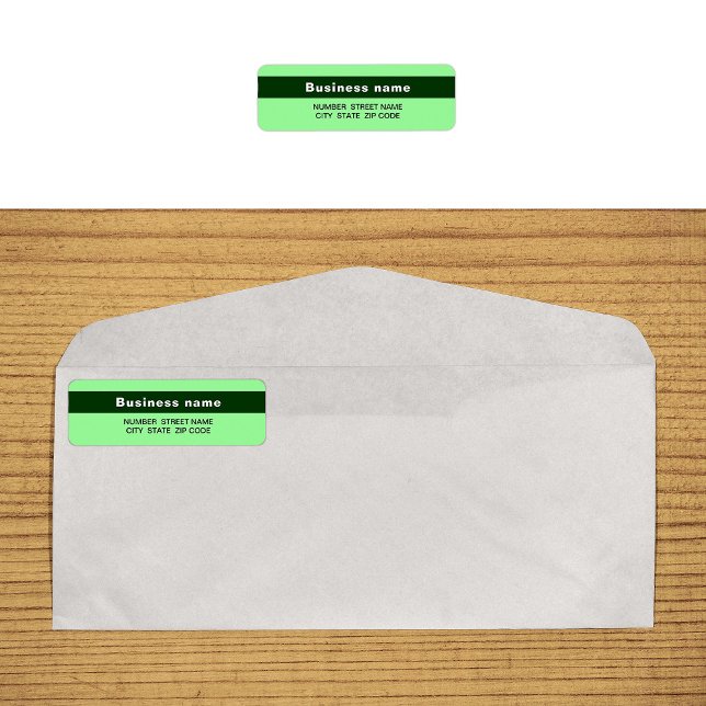 Étiquette Marque surlignée sur fond vert clair d'adresse de  (Light green return address label with your highlighted brand name)