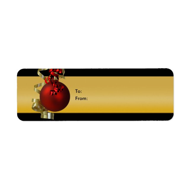 Étiquette Marques cadeaux de Noël rubans or rouge (Devant)