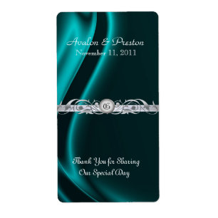 Étiquette Marquis Turquoise Silver Scroll Wine Mariage Étiqu