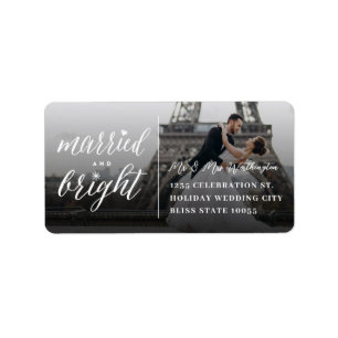 Étiquette Married And Bright Holiday Wedding Photo Address