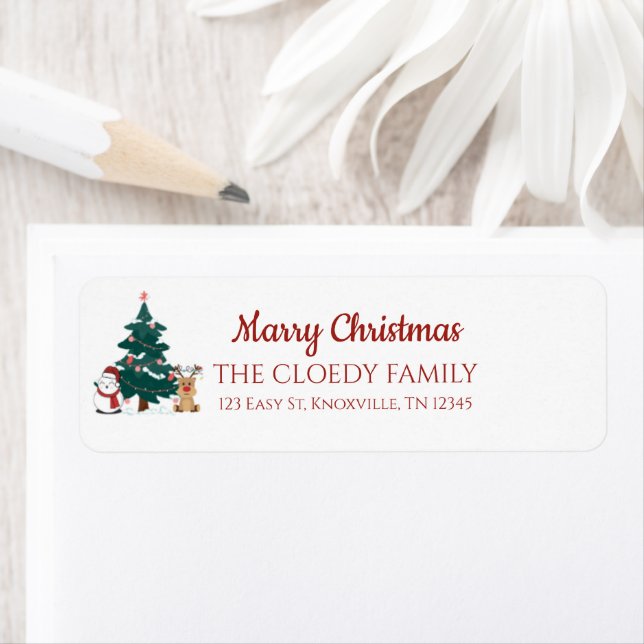 Étiquette Marry Christmas Retourner l'adresse (En situation)