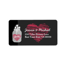 Mason Jar avec Fleurs et Coeurs Mariage A04