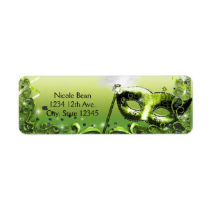 Étiquette Masque de Mascarade Vert Élégant Bal Fête