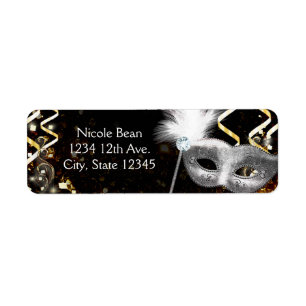 Étiquette Masque or et argent Masquerade Masque fête d'anniv
