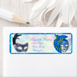 Étiquette Masquerade Masques Mardi Gras Elegant Adresse de r