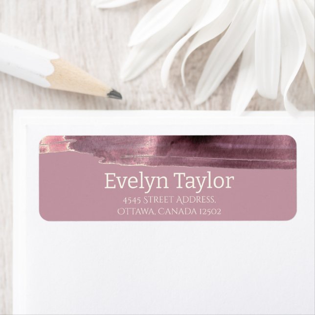 Étiquette Mauve Dusty Rose Moderne Simple (En situation)