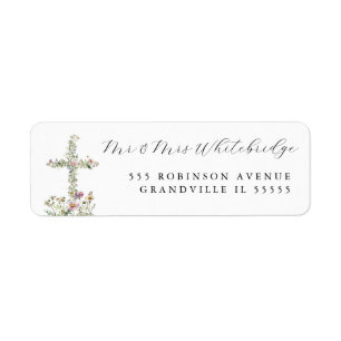 Étiquette Meadow fleur sauvage cross Conception chrétienne r