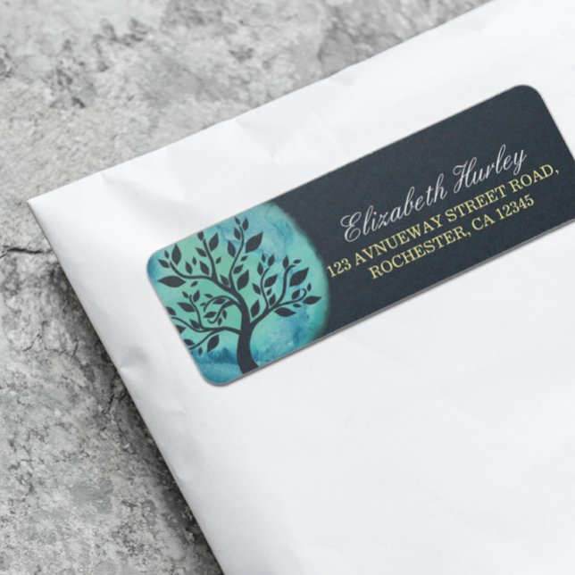 Étiquette Méditation Yoga Instructeur Elégant Aquarelle Arbr (Créateur téléchargé)