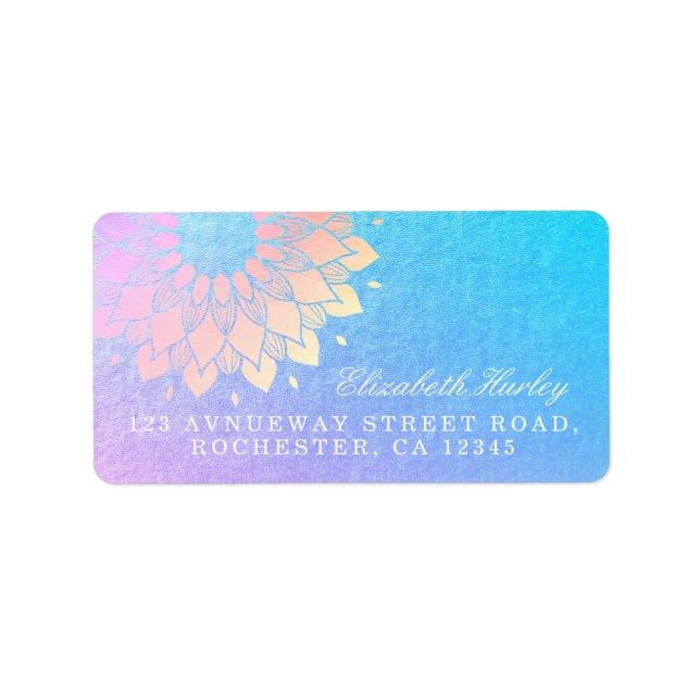 Étiquette Méditation Yoga Instructeur Rose Gold Foil Mandala (Devant)