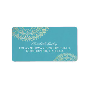 Étiquette Méditation Yoga Instructeur Vert Bleu Or Mandala