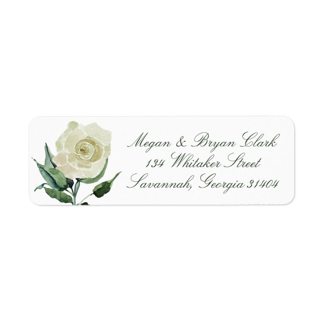 Étiquette Megan Floral Calligraphie Mariage Adresse de retou (Devant)