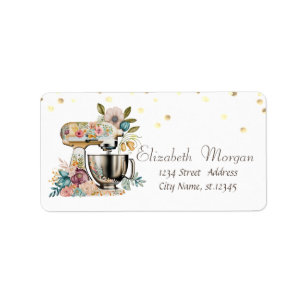 Étiquette Mélange Floral Chic Confetti Doré
