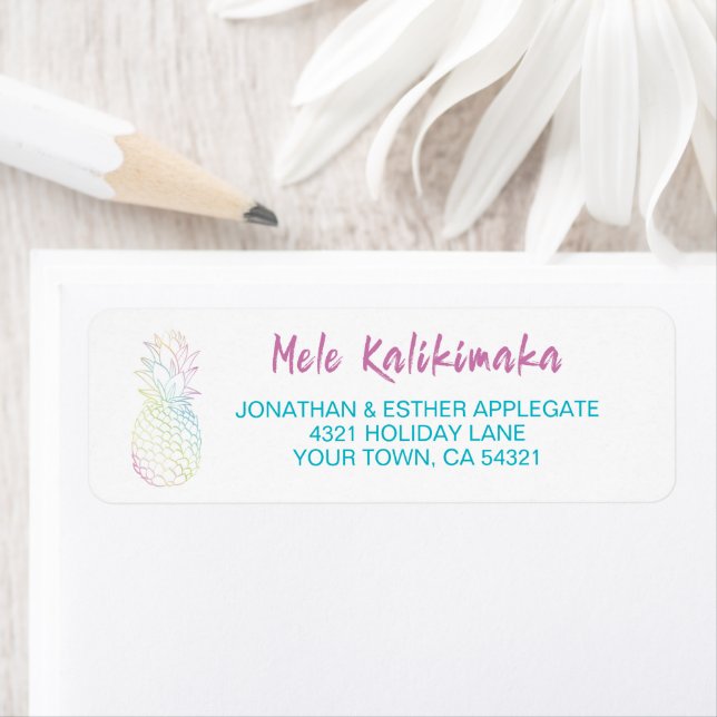 Étiquette Mele Kalikimaka Ananas de Noël Tropical (En situation)