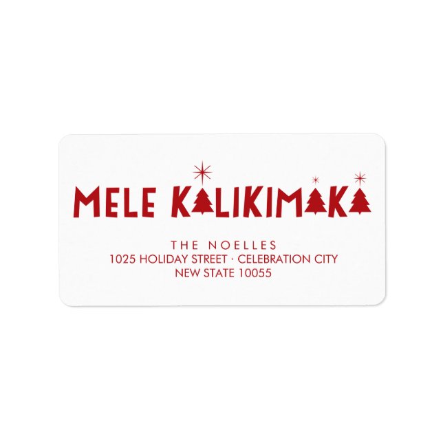 Étiquette Mele Kalikimaka Arbres de Noël Étoiles brillantes  (Devant)