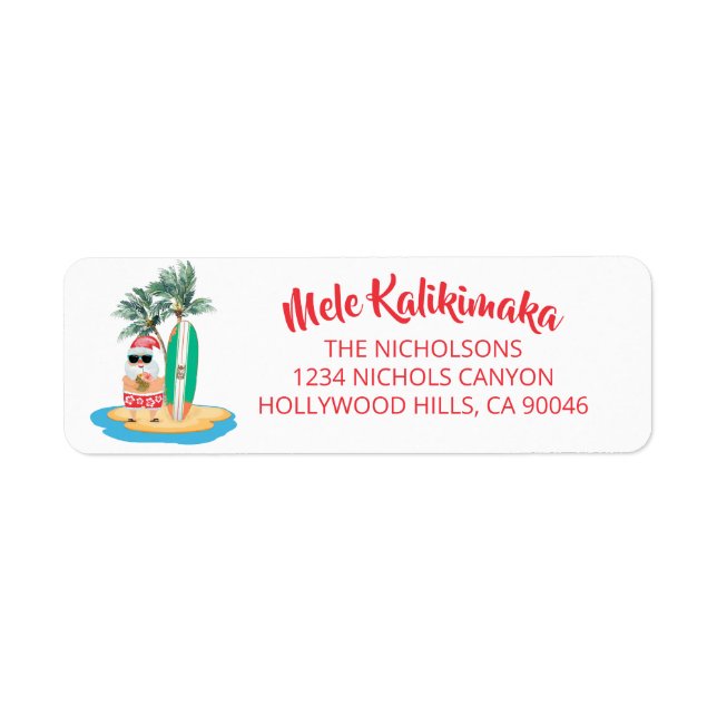 Étiquette Mele Kalikimaka Père Noël Retour de Noël (Devant)