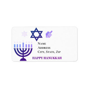 Étiquette Menorah moderne personnalisée de Hanukkah avec éto