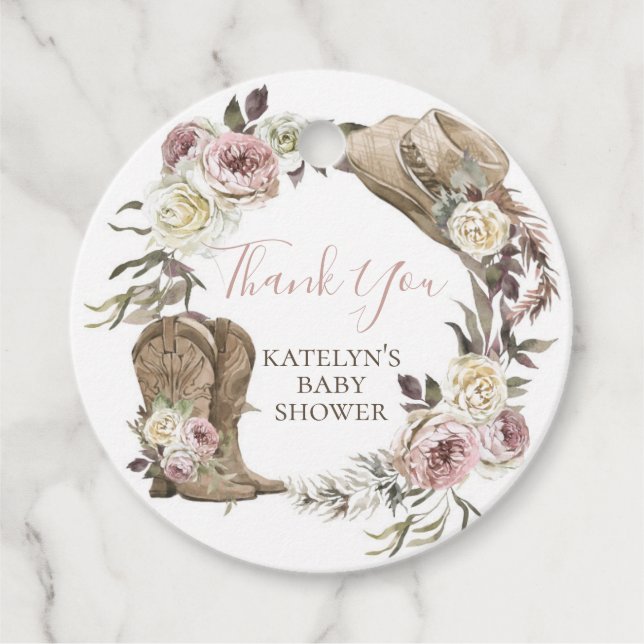 Étiquette Merci Baby shower fille (Devant)