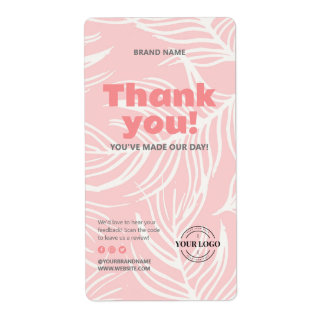 Étiquette Merci blanc rose blanc Feuille marque sceau