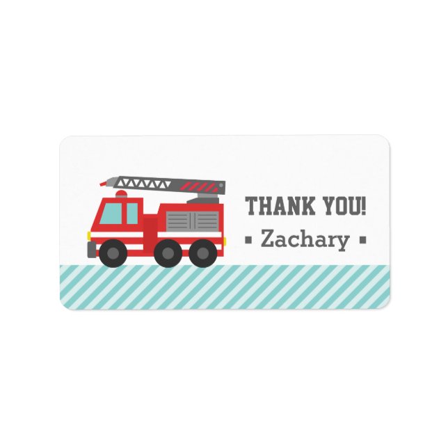 Étiquette Merci, Camion d'incendie rouge (Devant)