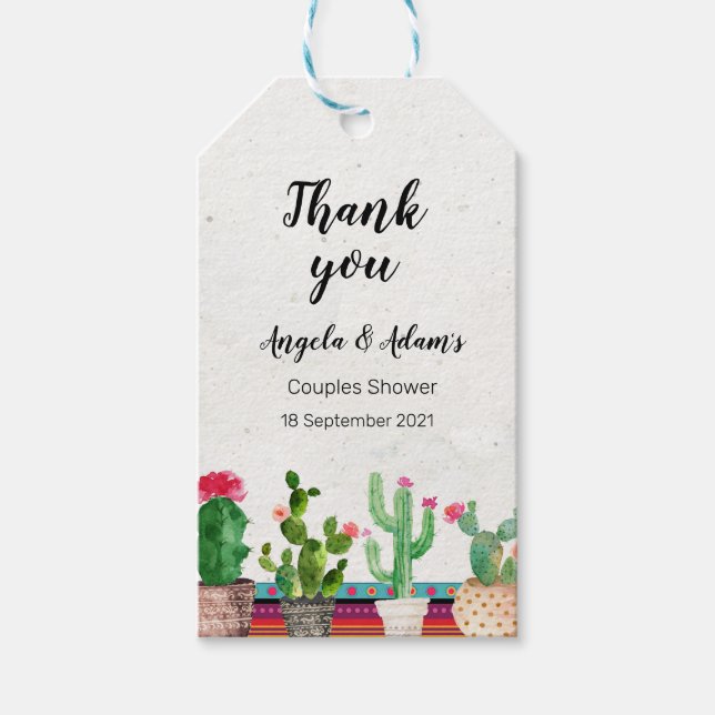 Étiquette Merci de douche Cactus Couples (Devant)