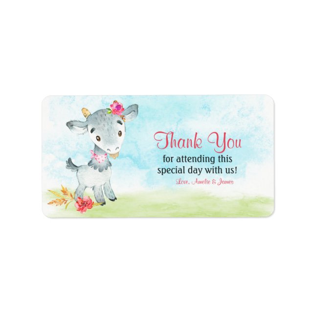 Étiquette Merci de ferme de chèvres écolières (Devant)